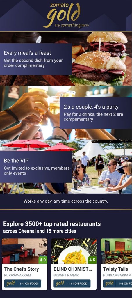 Zomato listing for restaurant