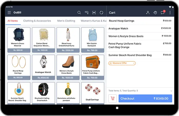Image shows the screen of GoBill - Retail Cloud POS which helps in super fast billing 