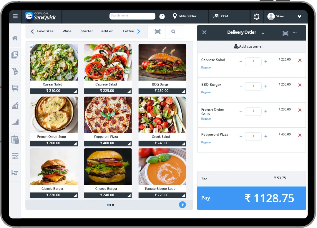 Restaurant on Tablet Screen