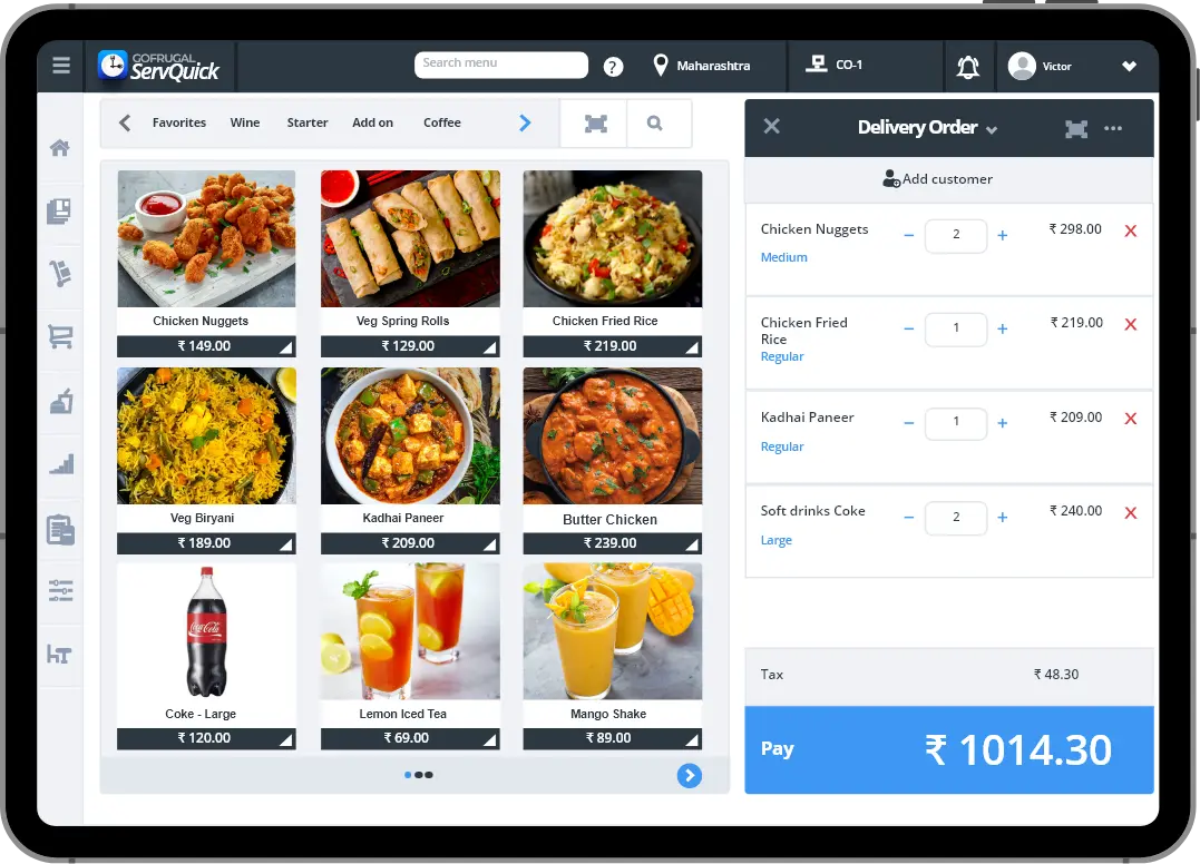 Restaurant on Tablet Screen