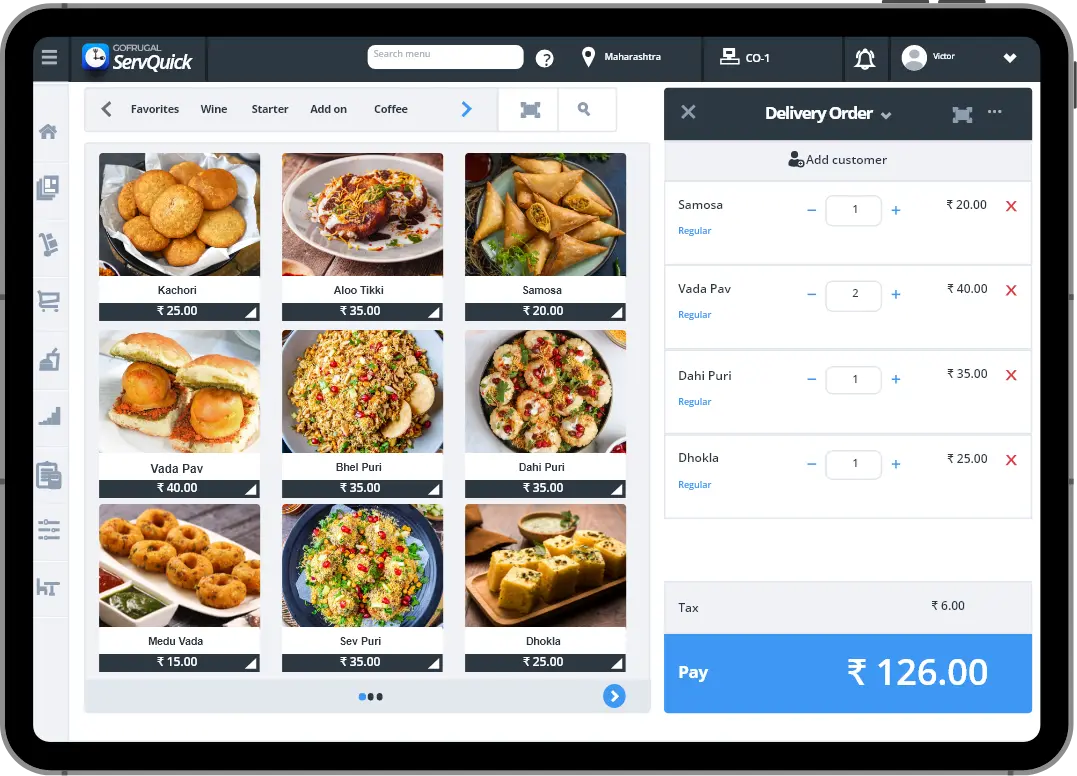 Restaurant on Tablet Screen